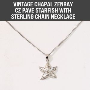Sale CHAPAL ZENRAY CZ Cubic Zirconia Pave Starfish NECKLACE  6g sterling silver